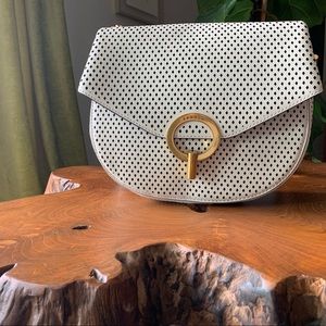 Sandro White Perforated Pepita Bag